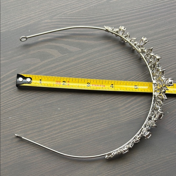 Silver Crystal Tiara with Floral Design - Picture 12 of 12